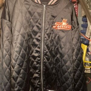 Hooters Black Quilted Jacket with Orange and White Logo